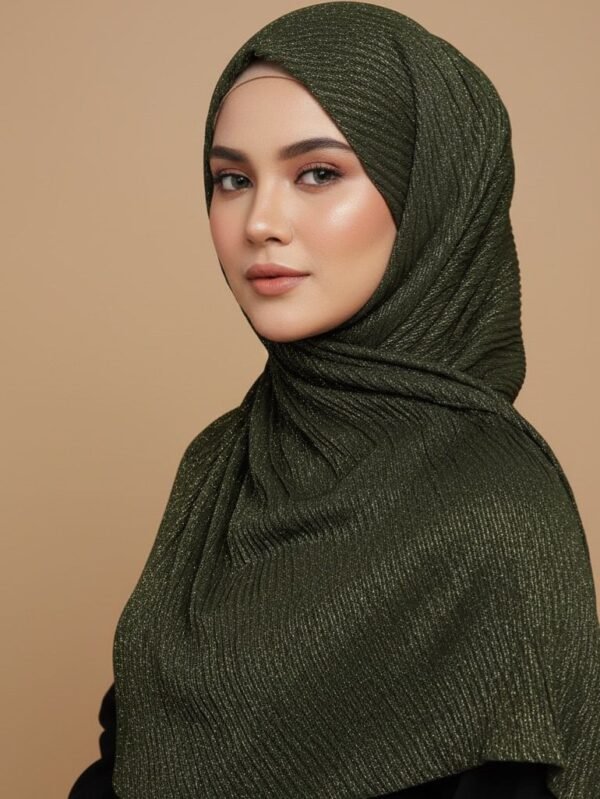 Shimmer Pleated Hijabs - White