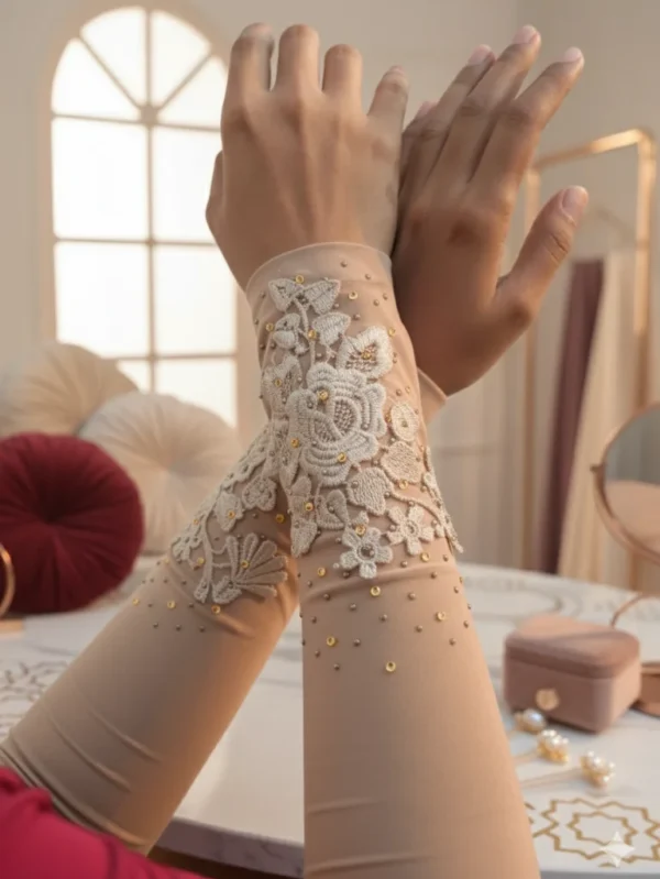 Lace Handsleeves - Maroon